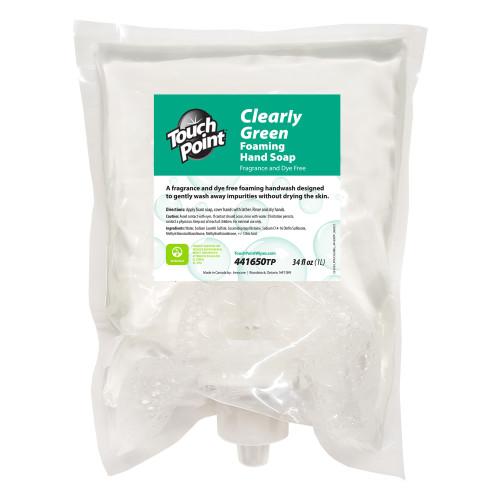 Touch Point® Clearly Green Foaming Hand Soap, 34 fl oz, 4/cs 441650TP