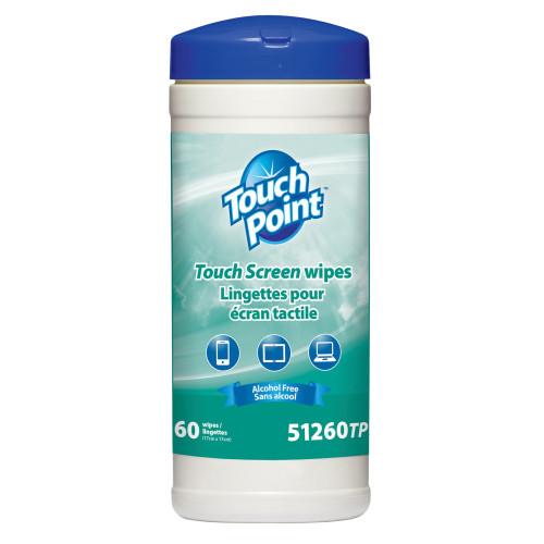 Boîte de lingettes Touch Point® pour écran tactile, 6,7 x 6,7 po, 60 lingettes/boîte, 12 boîtes/emb. 51260TP