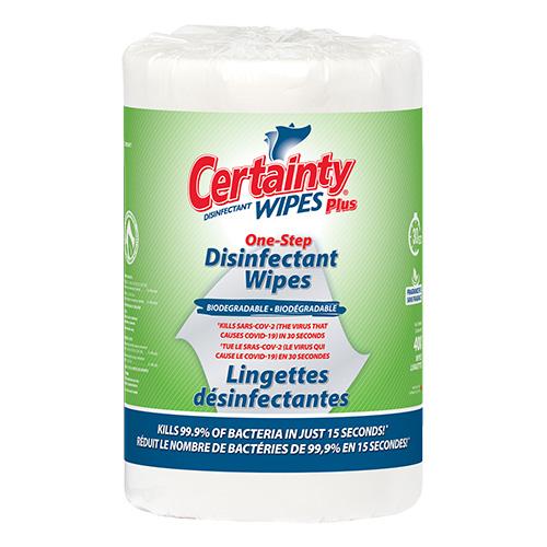 Certainty® Plus Biodegradable Disinfectant Wipes 400/RL 62400
