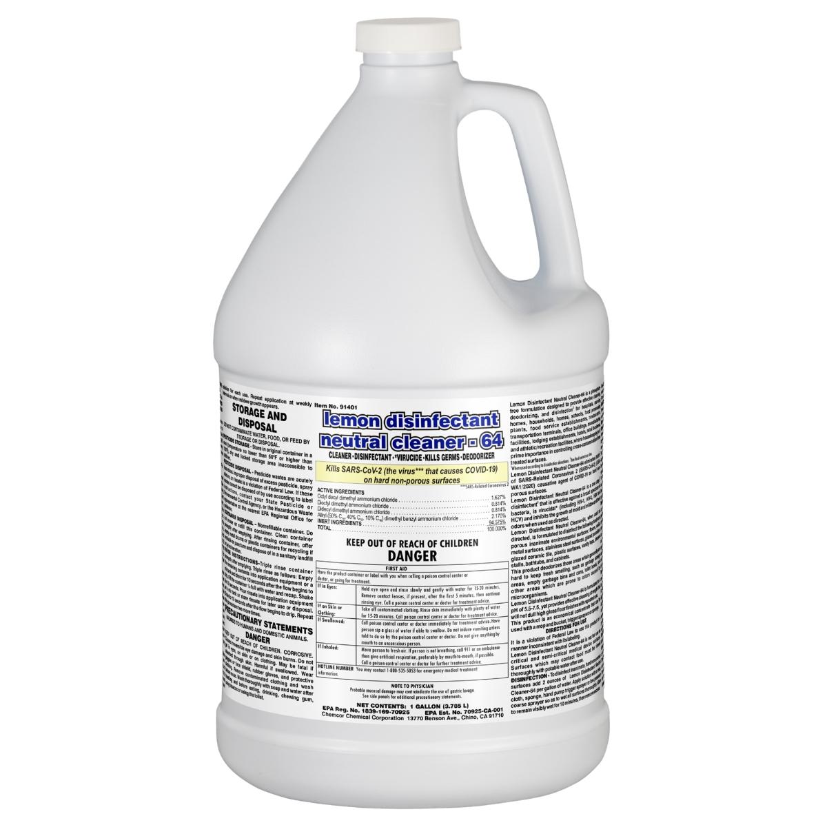 LEMON NEUTRAL DISINFECTANT 1 GAL, 4/CS 91401
