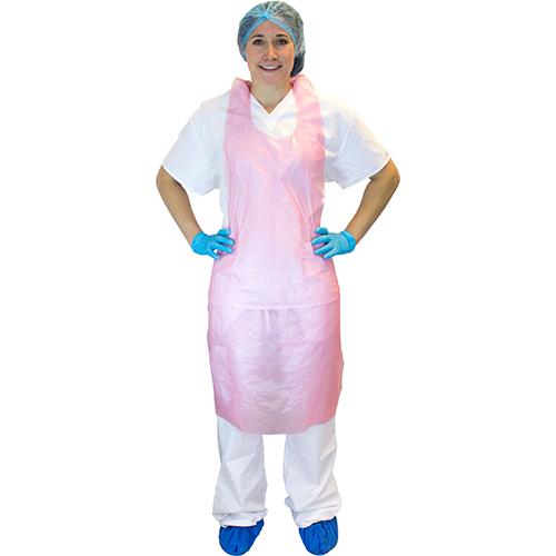 APRON PE RED 10 MIC HIGH DAP10 28X46 RD