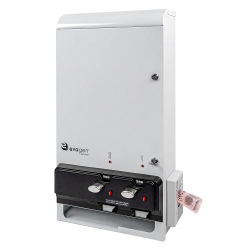 Hospeco® Evogen® Menstrual Care Dual Free Product Dispenser, White, Metal, 1/ea EV1 FREE