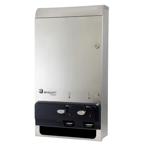 Hospeco® Evogen® Menstrual Care Dual 25¢ Product Dispenser, Stainless Steel, 1/ea EV1SS 25