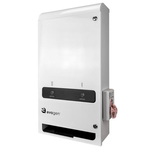 Hospeco® Evogen® No-Touch Dual Menstrual Care Product Dispenser, White, Metal, 1/ea EVNT3 WM