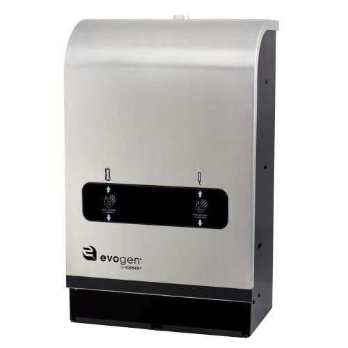 Hospeco® Evogen® Mini No-Touch Dual Menstrual Care Product Dispenser, Stainless Steel/Black, 1/ea EVNT4 SB