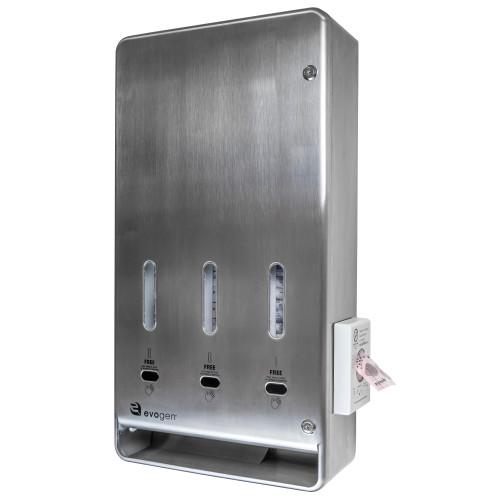 Hospeco® Evogen® Tri-Vend High Capacity No-Touch Menstrual Care Product Dispenser, Stainless Steel, 1/ea EVNT6 SS