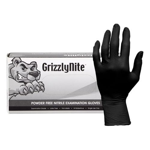 Safety Zone® GrizzlyNite® Nitrile Powder-Free Exam Gloves, 10x100, Black, 5.5 mil - Small GL N105FS
