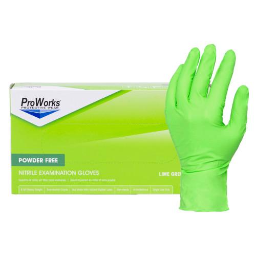 Safety Zone® Nitrile Powder-Free Exam Gloves, Textured Fingers/Palm, 10x100, Lime Green, 7 mil - Small GL NG107FS