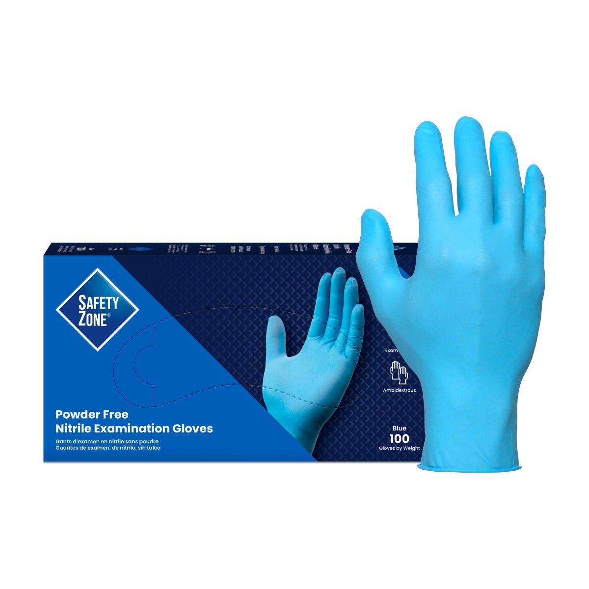 Safety Zone® Nitrile Powder-Free Exam Gloves, 10x100, Blue, 3 mil - Small GNPR SM 1A