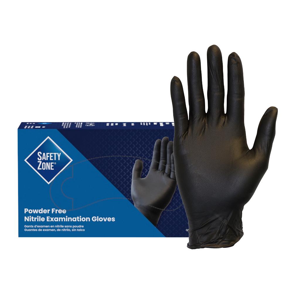 Safety Zone® Nitrile Powder-Free Exam Gloves, 10x100, Black, 3.5 mil - XL GNPR XL BK