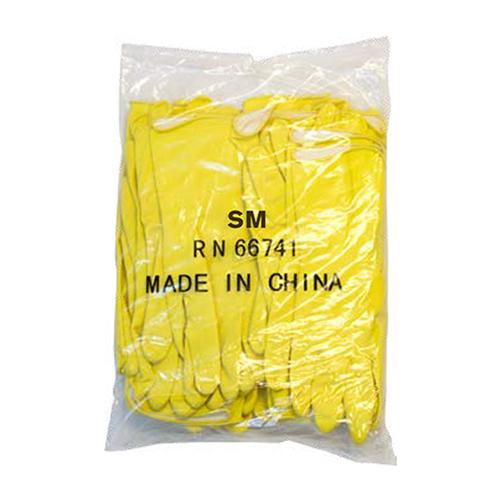 GLOVE LATEX YELLOW FLOCK LINED GRFY SM 1B