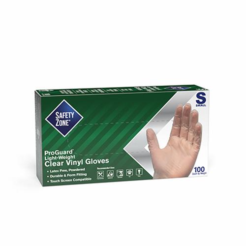 Safety Zone® Vinyl Powdered Gloves, 10x100, Clear, 2.5 mil - Small GVDR SM HH