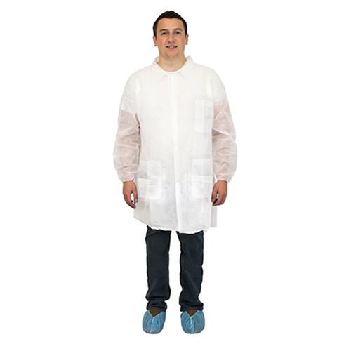 40G POLYPROPYLENE WHITE LABCOAT M1734 3X E W