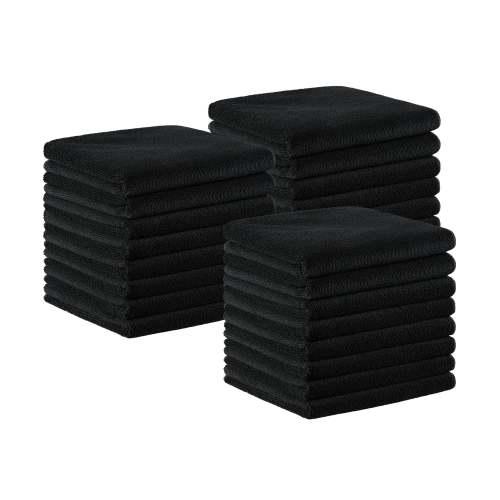 Microfiber Bleach Safe Towels 16x27 Black 24/ Pack M915109BK
