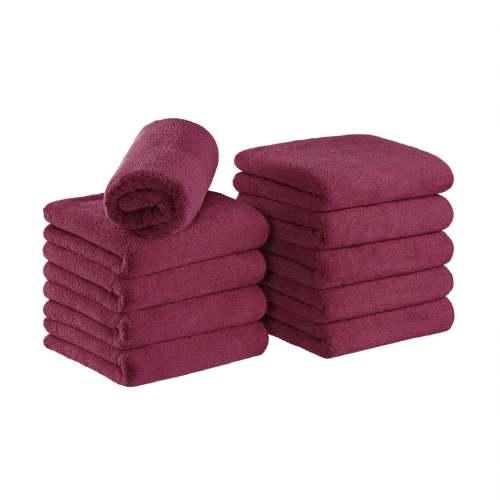 Bck2U Coral Fleece Salon Towel 16x27 Burgundy M915117BU