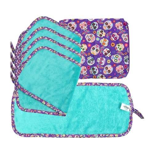 5 PACK MICROFIBER MAKEUP REMOV MU SKULLS