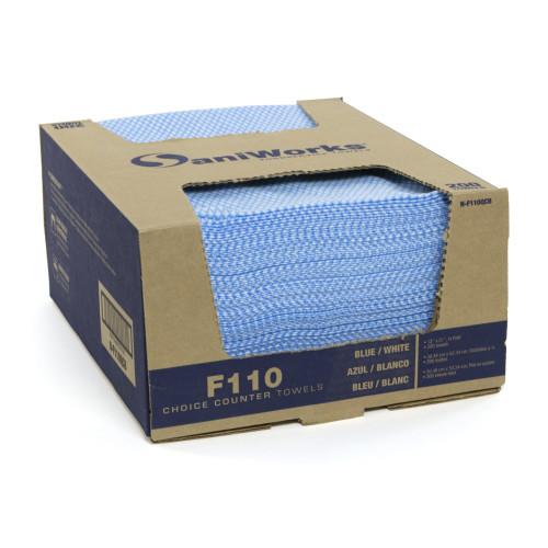 SaniWorks® Choice Counter Towels 13x20 CounterCase® Blue White 200 Count N F110QCB