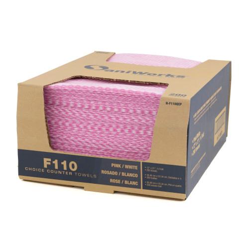 SaniWorks® Choice Counter Towels 13x20 CounterCase® Pink White 200 Count N F110QCP