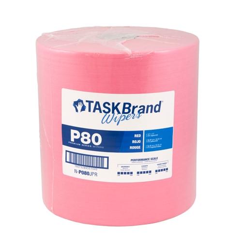 TASKBrand® Essuie-mains série Premium P80, hydrofilés, rouge, 12 x 12 po, usage intensif, rouleau jumbo, 475/rl – 1 rl/emb. N P080JPR