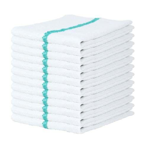 Qwick Wick 30 oz Terry Bar Towels 14x17 Green Stripe 5 Dozen N030 GR 5DZ