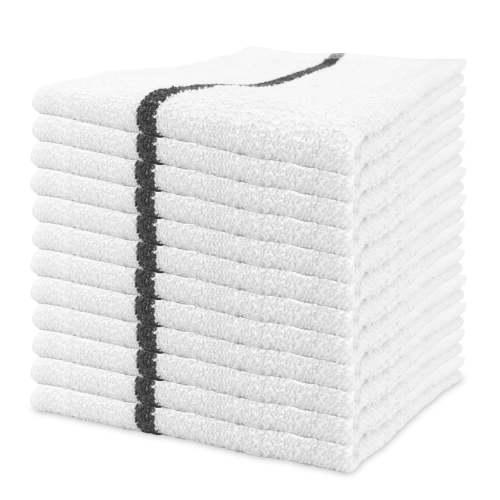 Qwick Wick 30 oz Terry Bar Towels 14x17 Black Stripe 5 Dozen N030 W65BLK 5DZ