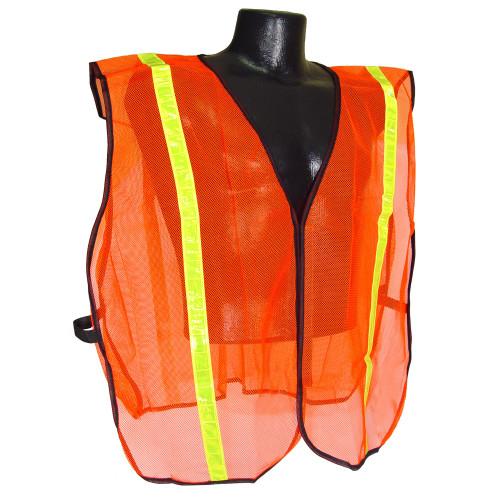 ProWorks® Non Rated Mesh Safety Vest w/Reflective Stripe, Hi Vis Orange, One Size,  1 ea, 50/cs TC VSOR