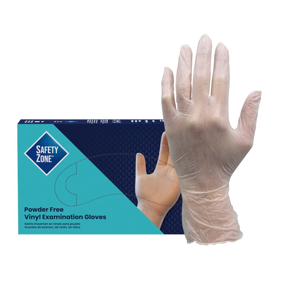 Safety Zone® VPF® Vinyl Exam Gloves, X-Small, 100/bx-10 bxs/cs VPF230