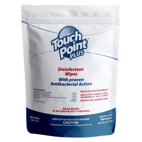 Touch Point Plus Disinfectant Wipes Pouch, 6.7x6.7, 6/160 WD160R