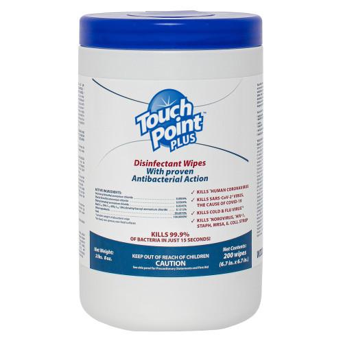 Touch Point® Plus Disinfectant Wipes Canister, 6.7” x 7”, 200 Wipes/Canister, 6 Canisters/Case WD200