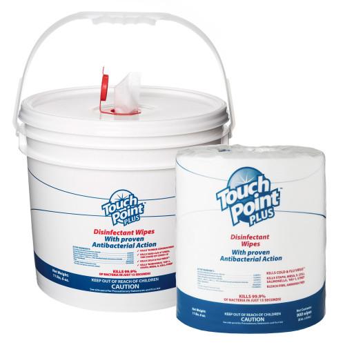 Touch Point® Plus Disinfectant Wipes Large Roll with Dispenser Bucket, 8