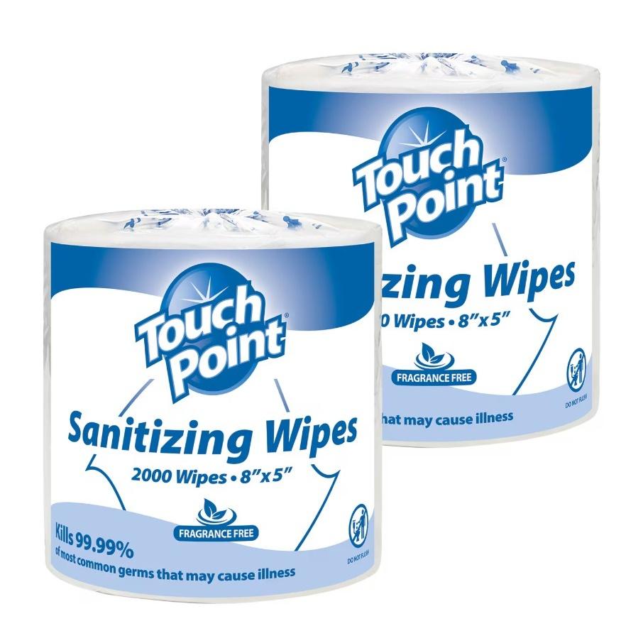 Touch Point® Sanitizing Wipes, 2000/Roll - 2 Rolls/CS WS2000FF